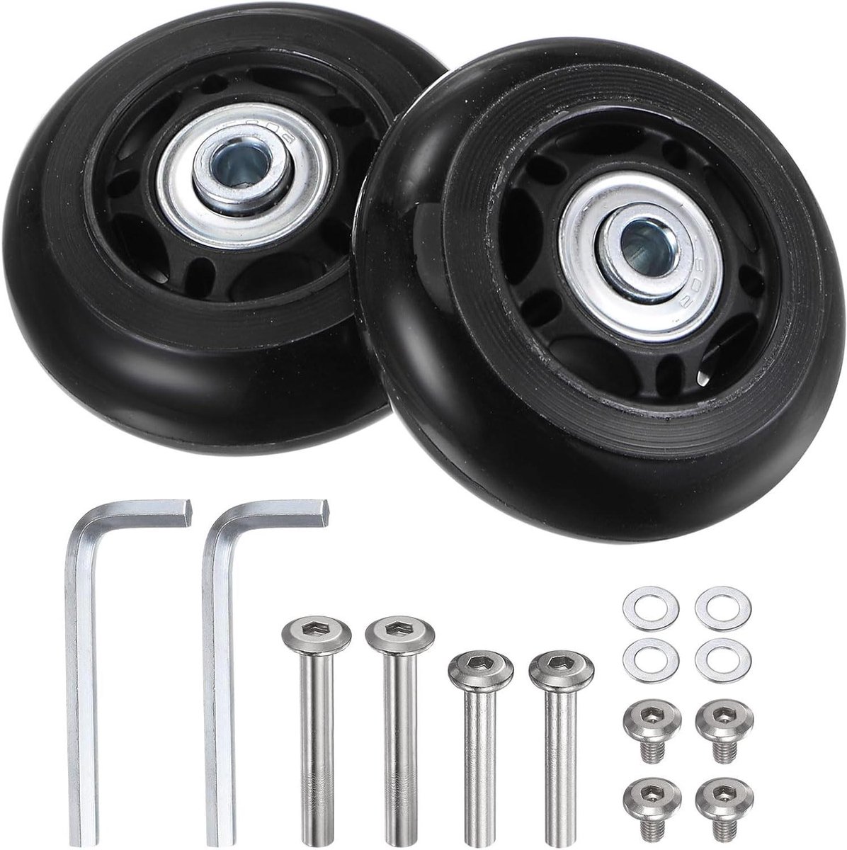 Allecta - Reservekofferwielen 64x24 mm reparatieset - kofferrail - PU-lagerwielen - sluitringen - trolleytassen - inline skates - rolplanken.