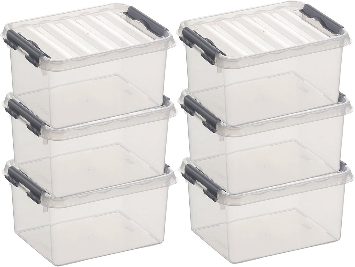 6x Box 2 liter - Transparant/Zilver - Perfect voor Organisatie