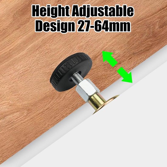 4-delige ronde verstelbare bedpoten, metalen meubelsteunpoten, verstevigingsbed middenframe lattensteunaccessoires, voor kasttafelbank, installatie met één gat, met schroeven, grijs (27 cm/1