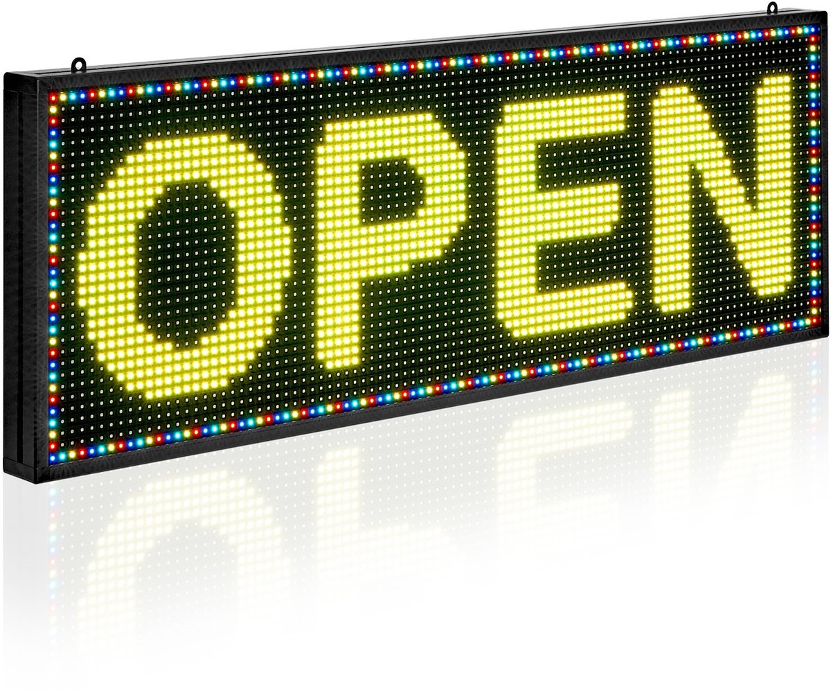 Programmeerbaar LED-bord - P10 Lichtkrant/LED Display - Full Color RGB - Flexibel Paneel - Scrollende Berichten & Animaties (GIF) - Bluetooth App Bediening - 99 x 35 cm