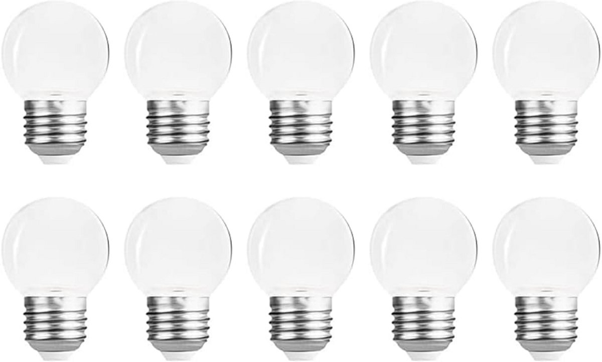 Set van 10 E27 LED Gloeilampen Golfbalvorm Warmwit 3000K 2W