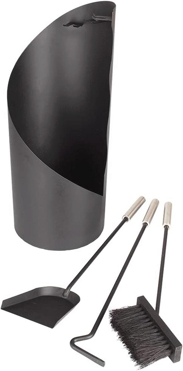 Fireside Tools Set - Shovel, Brush, and Poker in Cylindrical Container