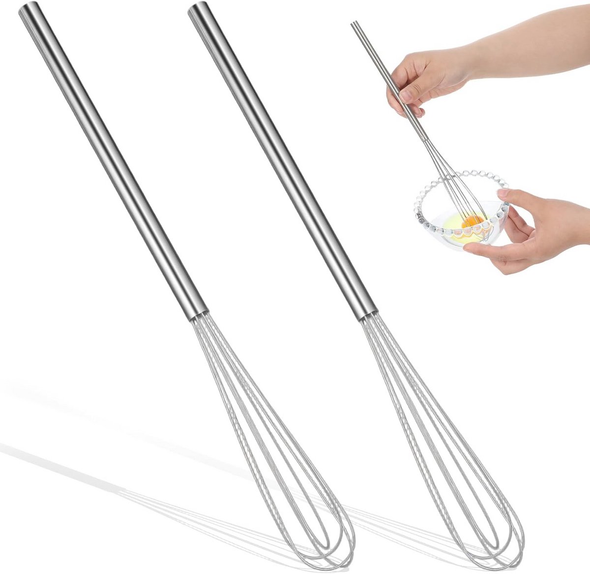 Mini Garde 28 cm - Set van 2 Roestvrijstalen Keukenhulpen voor Deeg, Eiwitten en Room