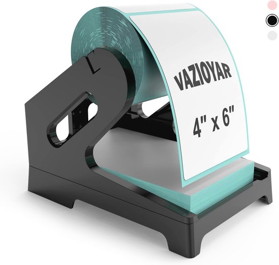 THYGIFTREE Etikettenhouder voor rollen en vouwlabels, houten thermische labelhouder voor desktop thermische labelprinter, thermische printeraccessoire voor thuis, kantoor, kleine bedrijven (houtkleur