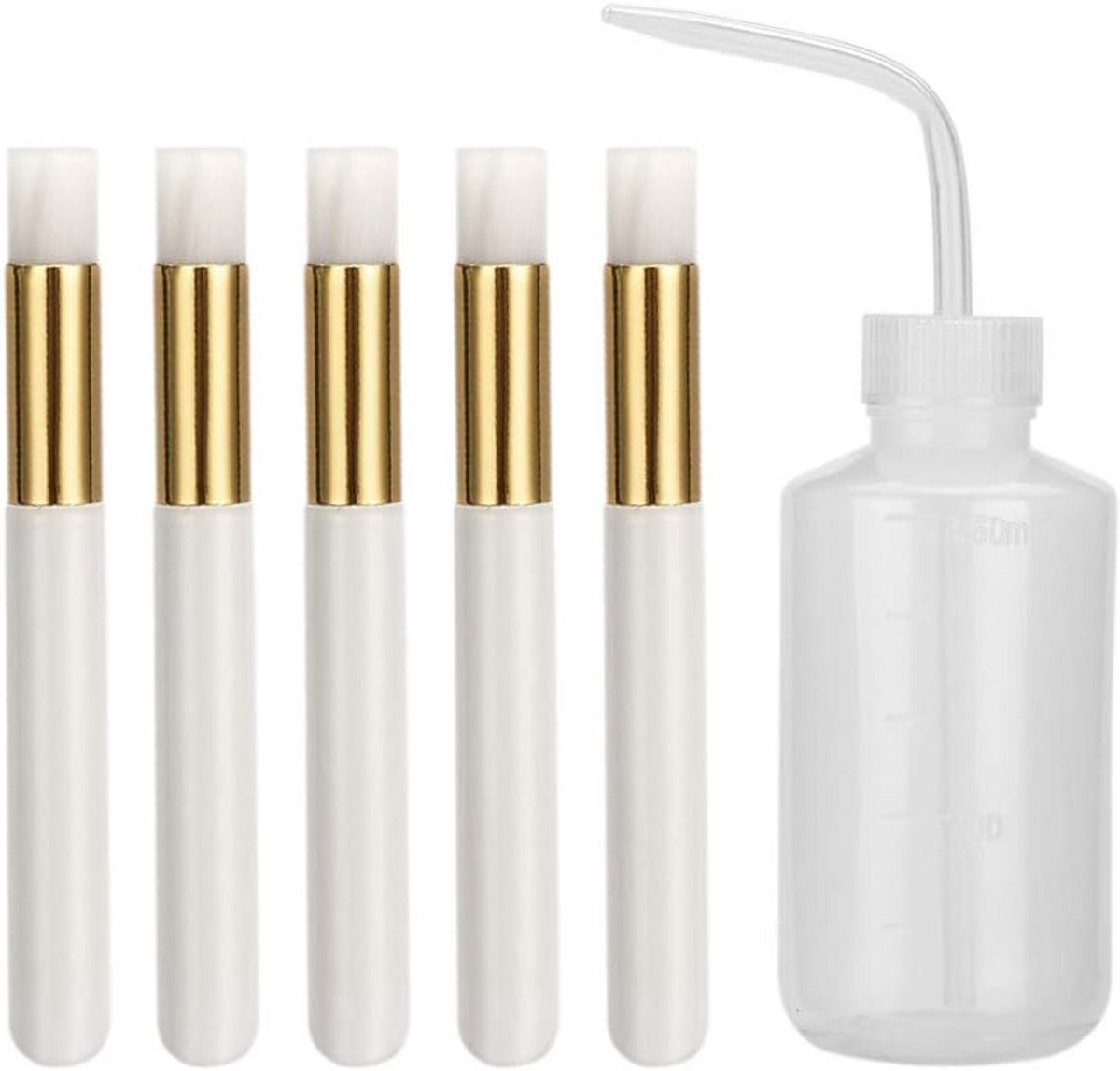 Professionele Wimper Verlenging Reinigingsset - 5 Zachte Borstels en 250ml Wasfles