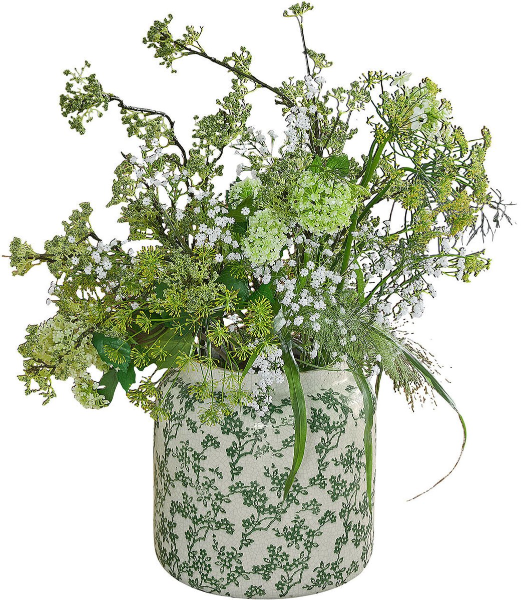 Loberon Vaas Vaudrisse crème/groen