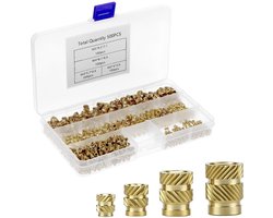IMPERATORIS® Set van 500 - M2 M3 M4 M5 Kartelmoeren met Binnendraad – Messing Inzetmoeren / Inzetstuk met Schroefdraad – Threaded Inserts Inzetstukken met Schroefdraad voor Kunststof, 3D-Printen en Spuitgieten