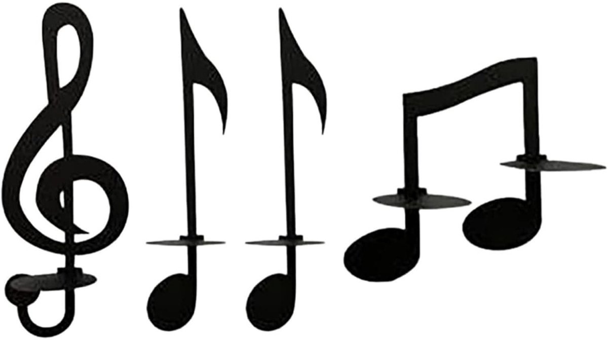 GELLDG Muzikale kandelaar - Wandkandelaar - Wanddecoratie met muzieknoten - Met opklapbaar dienblad - Metalen theekandelaar - Geschikt voor thuis, kantoor, klaslokaal