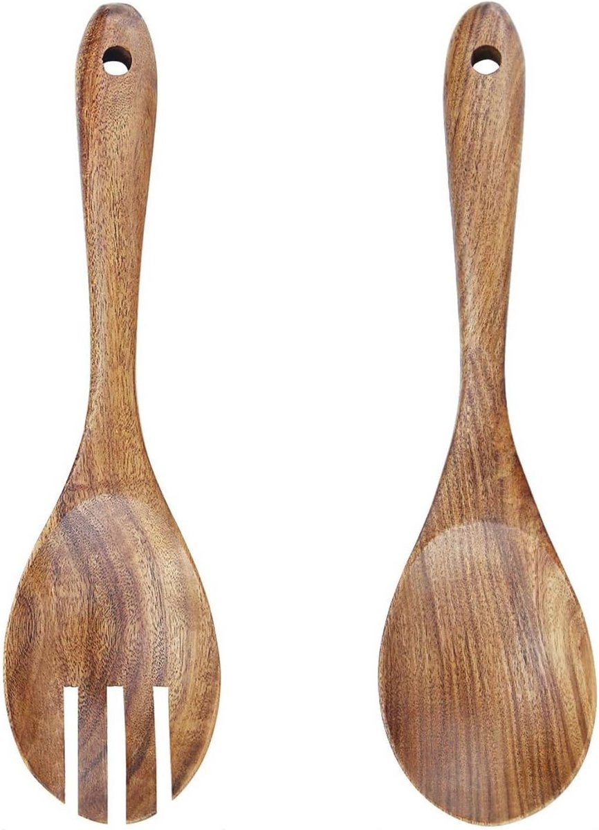 Houten Salade Set van Olijfhout - 2-delige Slabestek, Hittebestendig en Krasvrij