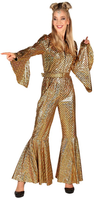 Catsuit Dazzling Star Goud - Années 80 & 90 - Femmes - Disco - Adultes - Taille L