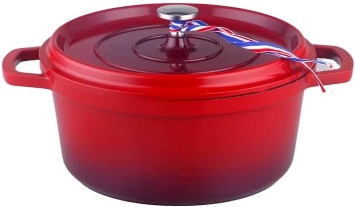 Stoofpan Ø 20 Cm Rond Rood Gevlamd Aluminium met Steencoating - Voor Alle Warmtebronnen