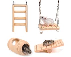 Gsedaox - Knaagdieren Speelgoed Set -Hamster Schommel- Hangmat, Schommel & Wipwap- Hamsterhuis