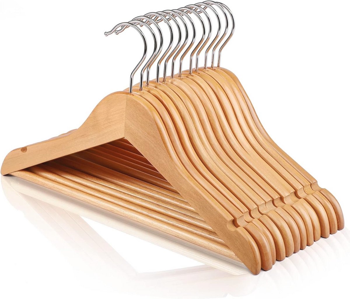 Houten Kinderhangers voor Kinderen - 20 Stuks, Antislip, 360° Draaibaar