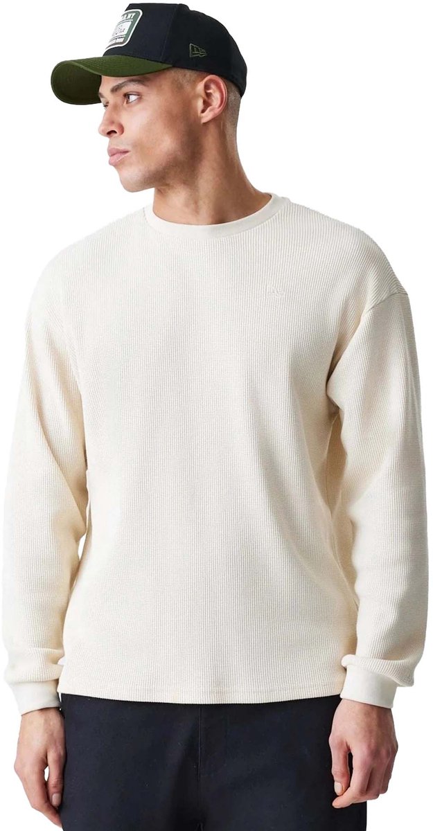 New Era T-Shirt Ne Ls Waffle Tee Newera Ltc Fashion Wear Volwassen Beige