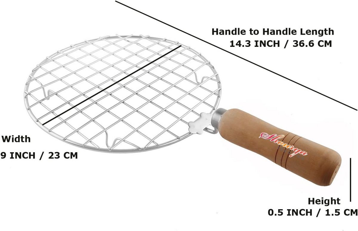 Roestvrijstalen Draadbrander met Houten Handvat voor Roti en Papad