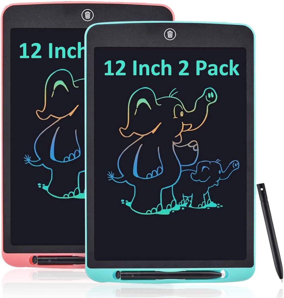 2-pack LCD schijftabletten 30 inch - kleurige digitale teken tablets voor kinderen en volwassenen