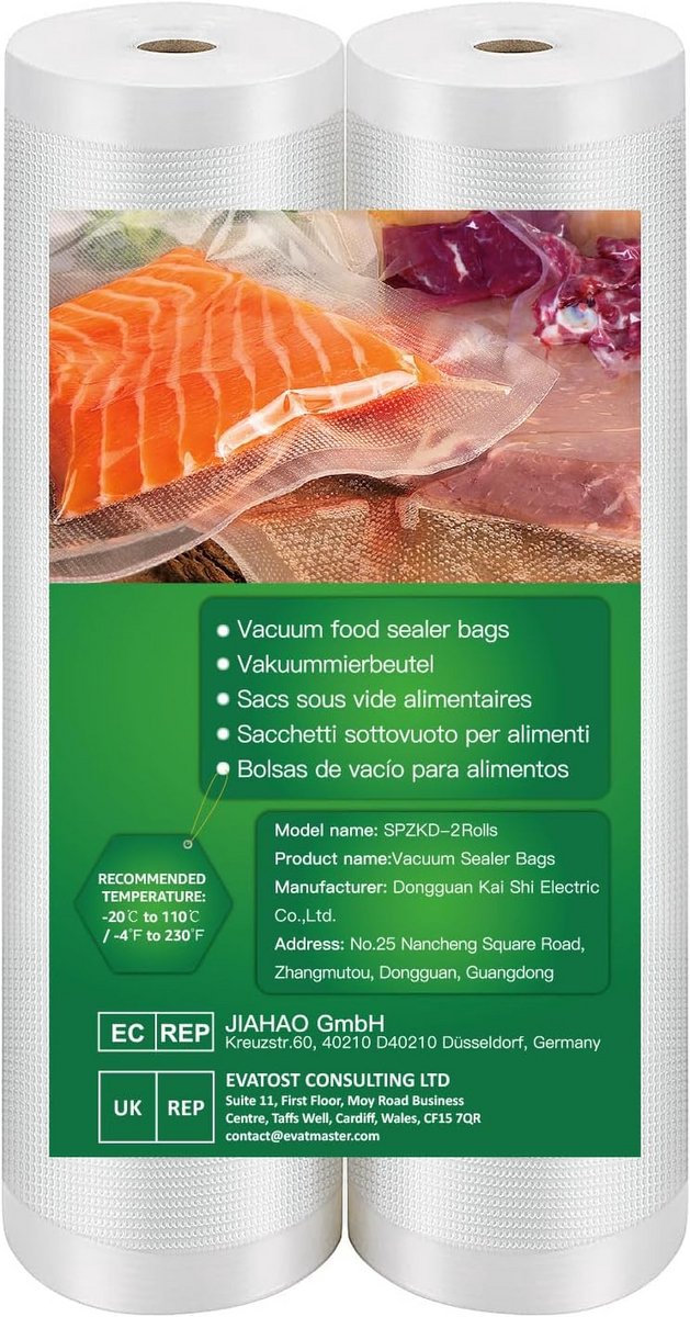 Vacuüm Sealer Zakken 20 x 600 cm - 2 Rollen voor Sous Vide Koken en Voedsel Opslag