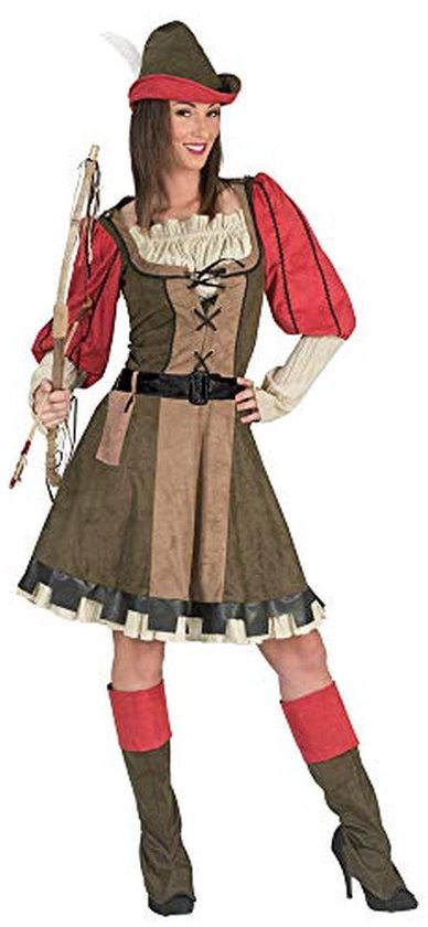 Vrouwen Kostuum Lady Marian - Groen Rood - Mardi Gras Thema Party Kostuum