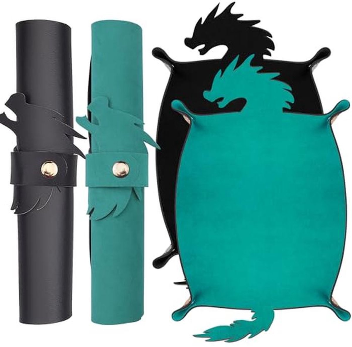 Vouwbare PU Leren Dobbelsteenmat voor DND RPG - Set van 2 Stuks