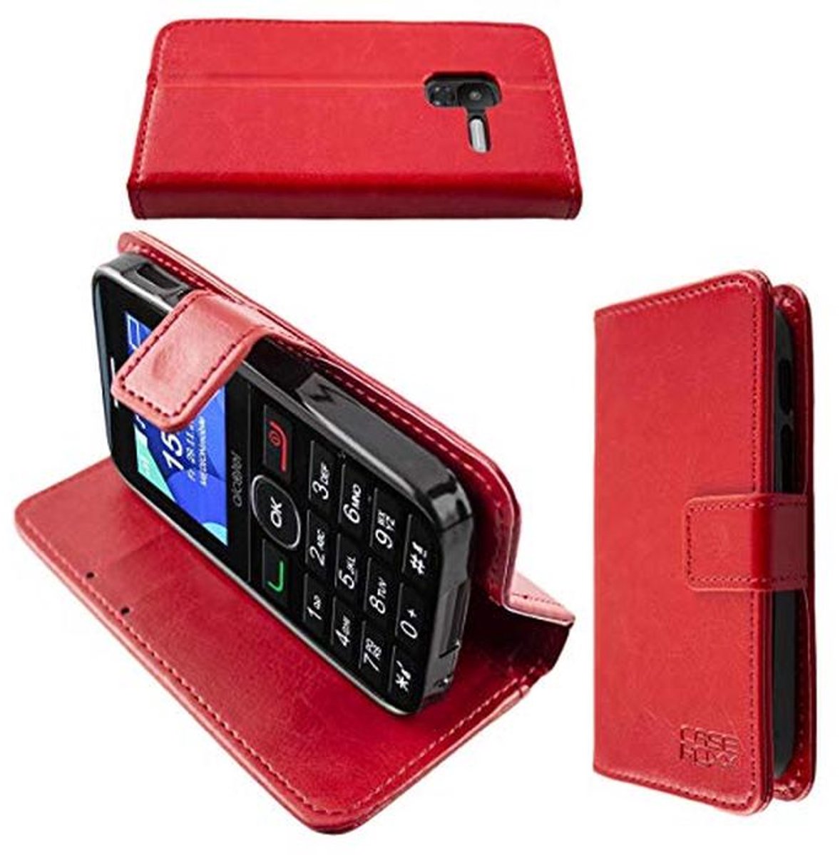 Bookstyle Case voor Alcatel 2008G - Rood Synthetisch Leer Cover