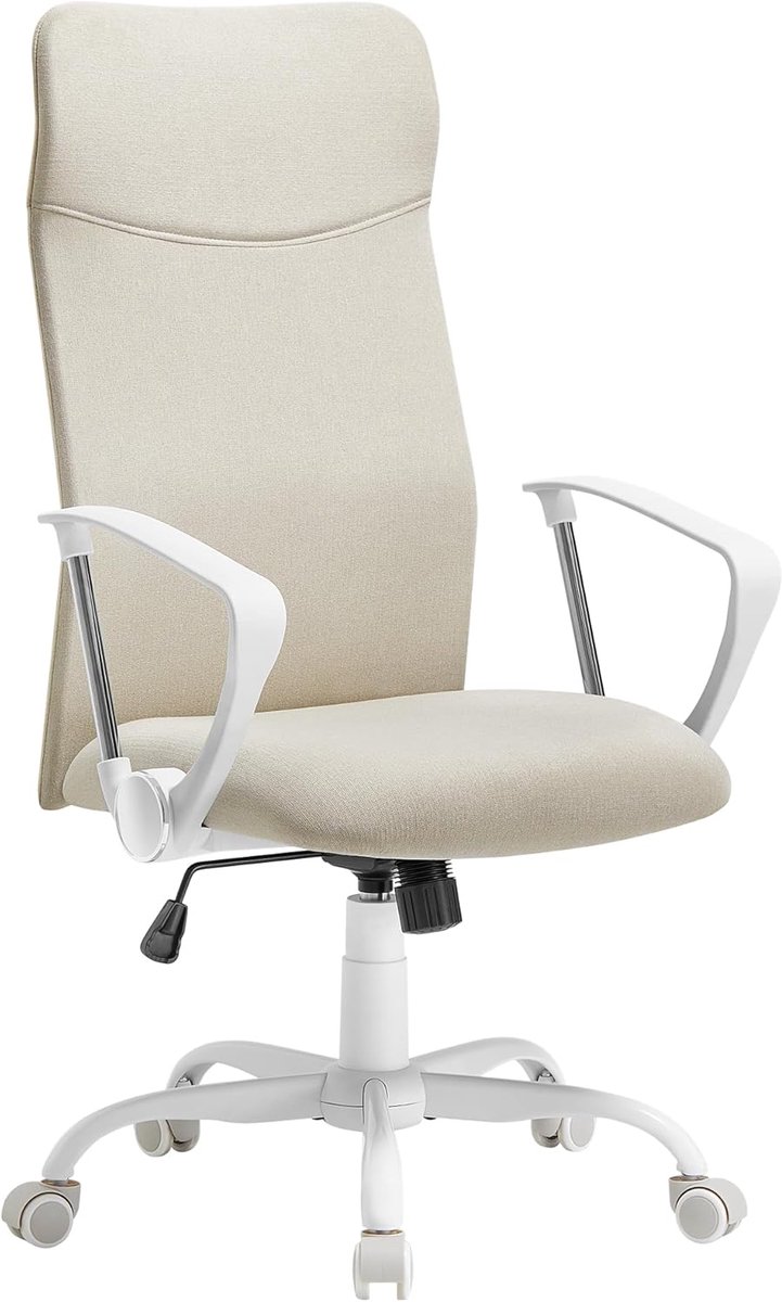 Furnstar Ergonomische Bureaustoel – Draaistoel met Gevoerde Zitting – In Hoogte Verstelbaar & Kantelbaar – Tot 120 kg – Beige