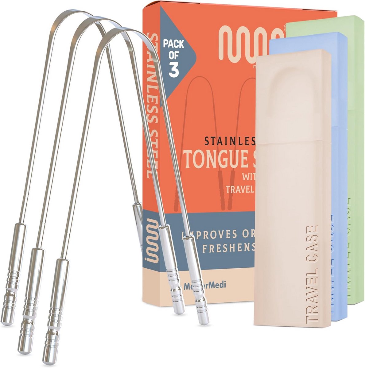 Tongschraper set van 3 voor optimale mondhygiëne en frisse adem