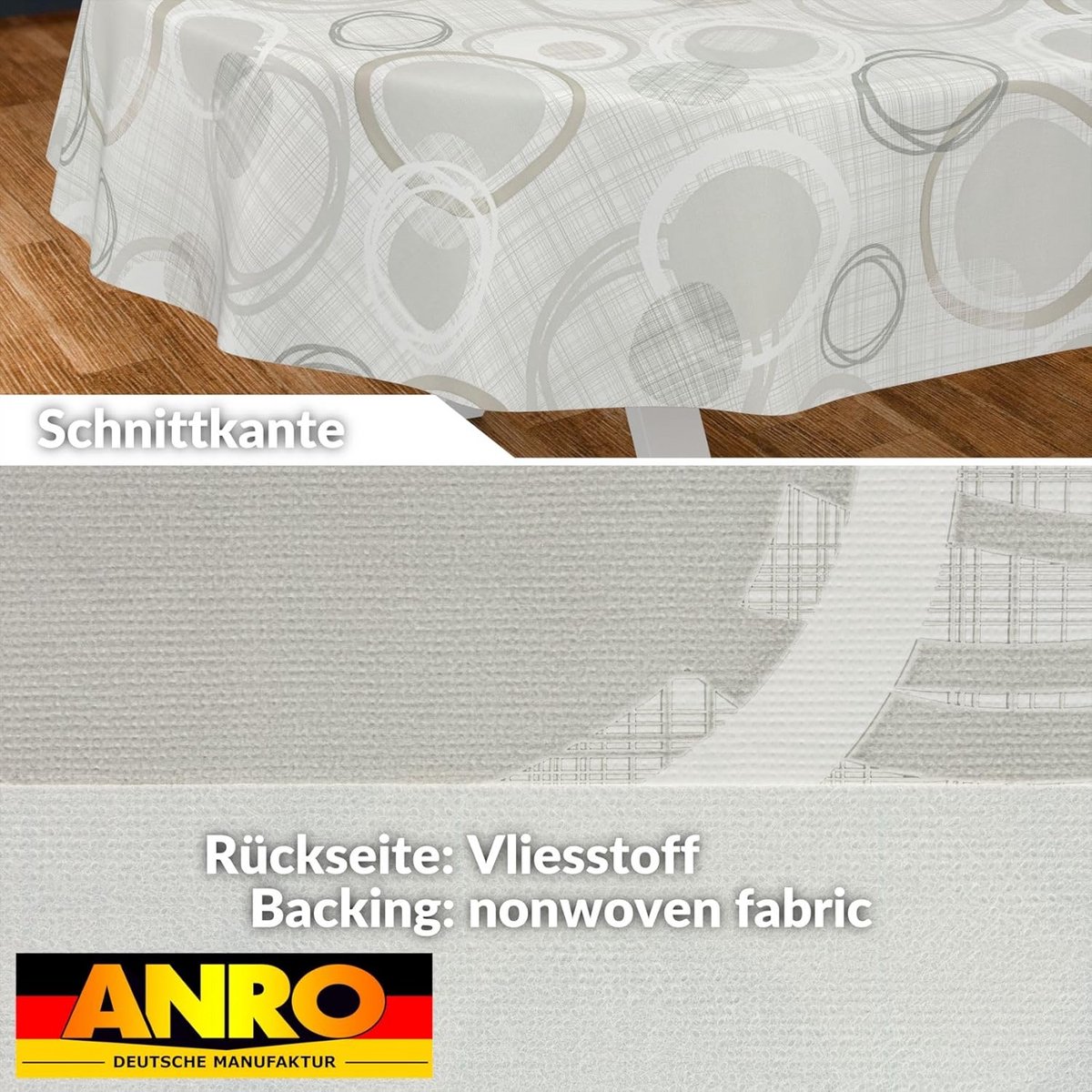 Afwasbaar Tafellaken Geometrisch Wit/Grijs - Ovaal 240x140 cm