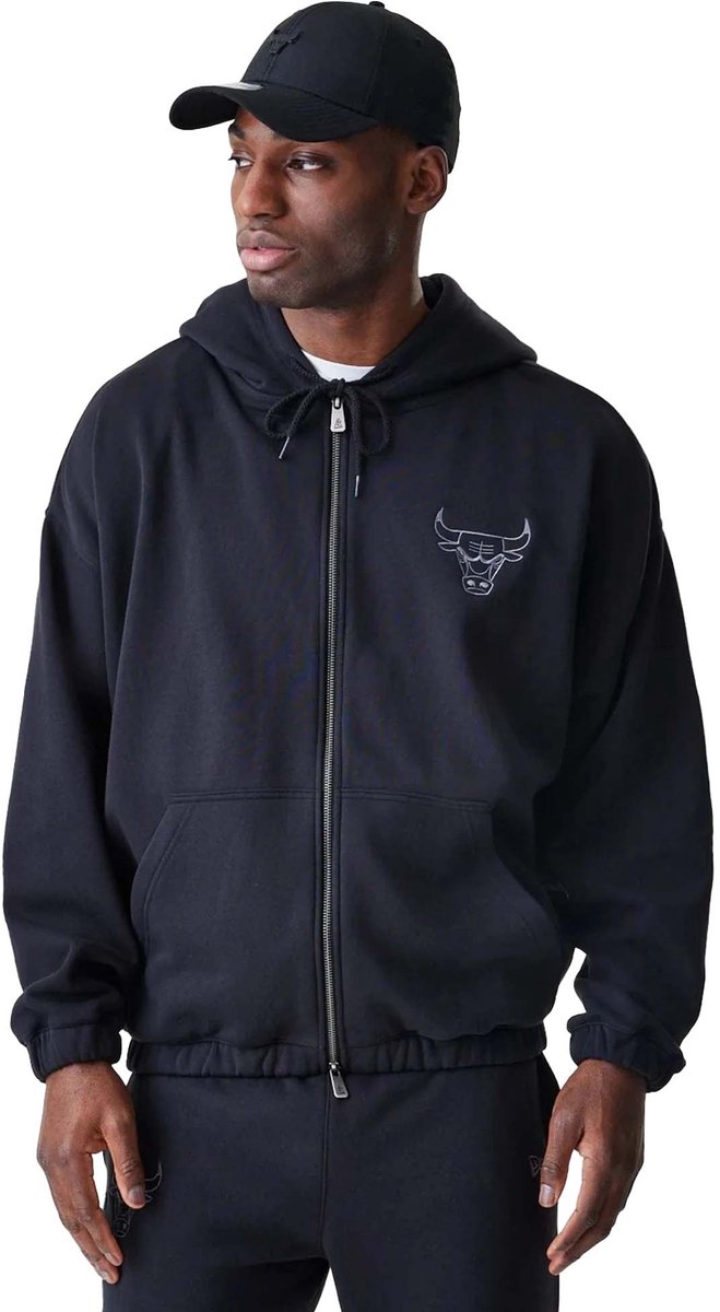 New Era Nba Linear Fz Hoodie Chibul Fashion Wear Volwassen Zwart