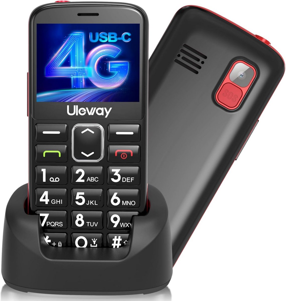 4G Mobiele Telefoon voor Senioren met Lange Stand-by-tijd en Grote Toetsen