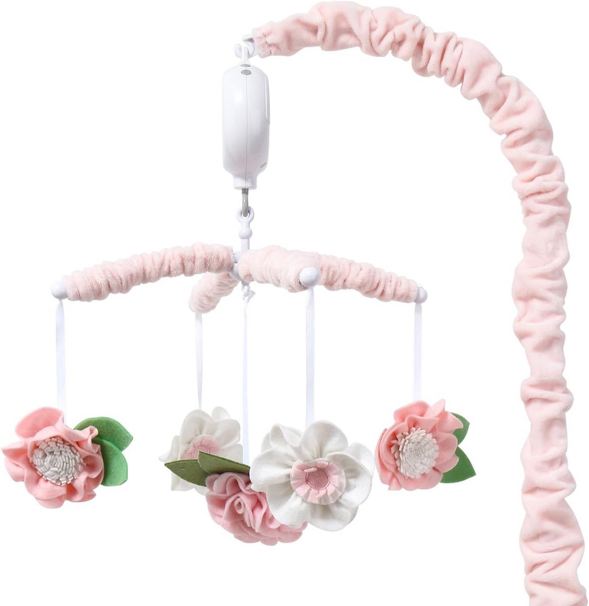 Muzikale Babywieg Mobiel - Roze Bloemen met 12 Slaapliedjes voor Kinderkamer