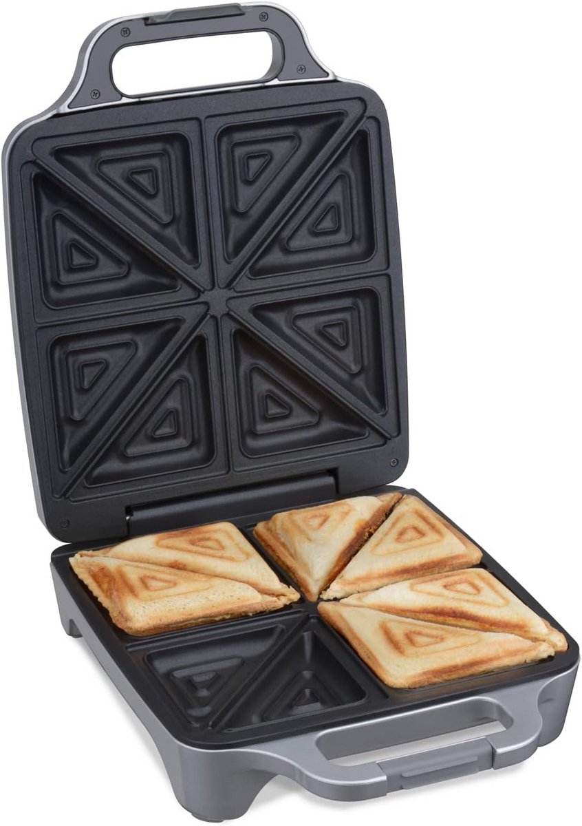 Grote Sandwichmaker XXL voor 4 Diagonaal Gesneden Sandwiches