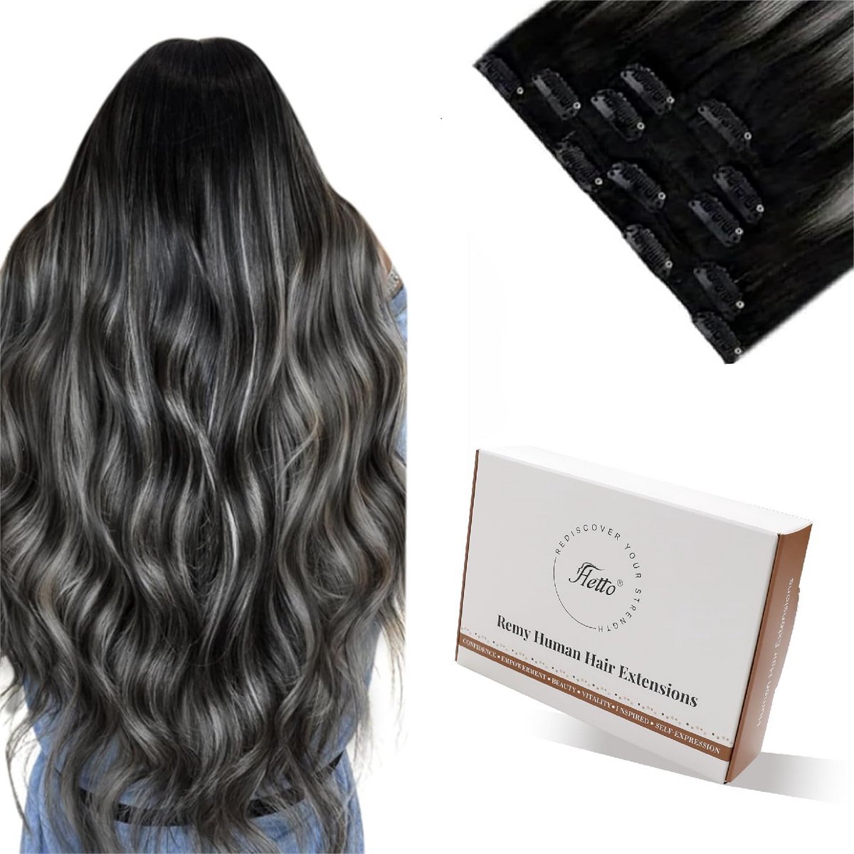 Clip in Hair Extensions Zilver 30 cm - Natuurlijk Uiterlijk, Herbruikbaar en Duurzaam