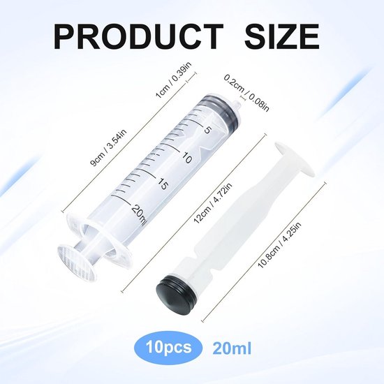 20 ml kunststof doseerspuiten set van 10 - Voor laboratorium, diervoeding en plantenirrigatie — afbeelding 3