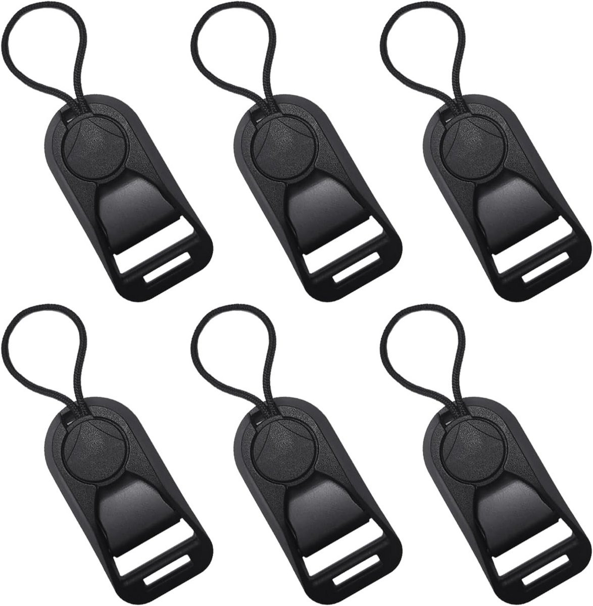 Camerariem-adapters en snelsluitclips - 6 stuks, zwart