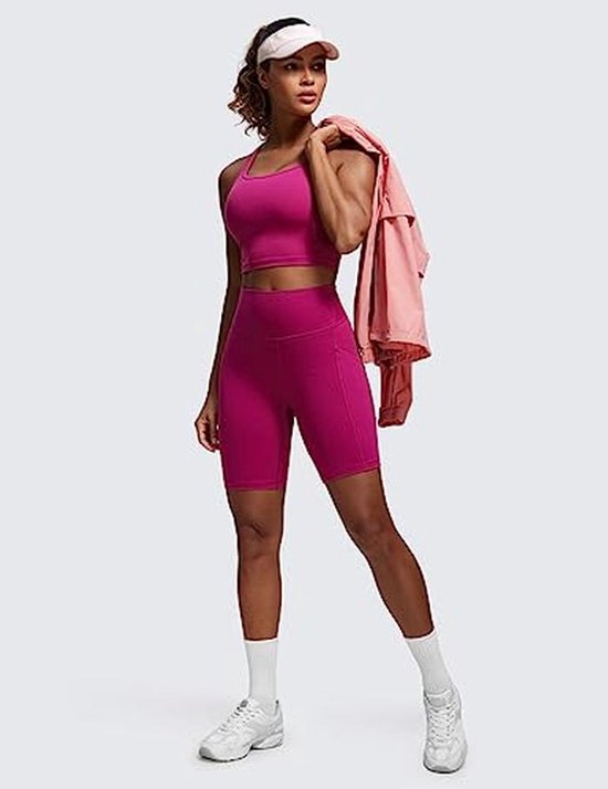 Vrouwen Sportieve Yoga Shorts 5''/8'' Hoogtraject met Controle en Zakken — afbeelding 4