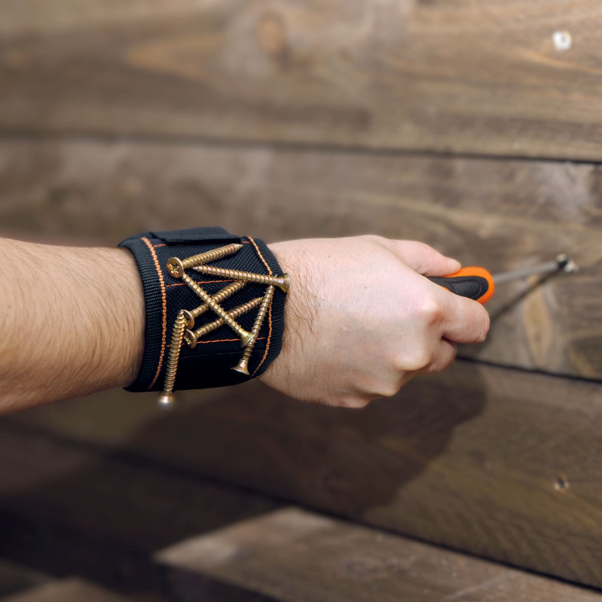 Magnetische Polyester Polsband – Schroef- En Boutenhouder Voor Montagewerk – Met Sterke Magneet, Klittenbandsluiting En Verstelbare Band – Ideaal Voor Werken Op Hoogte, Ladders En Nauwe Werkplekken [10873B]