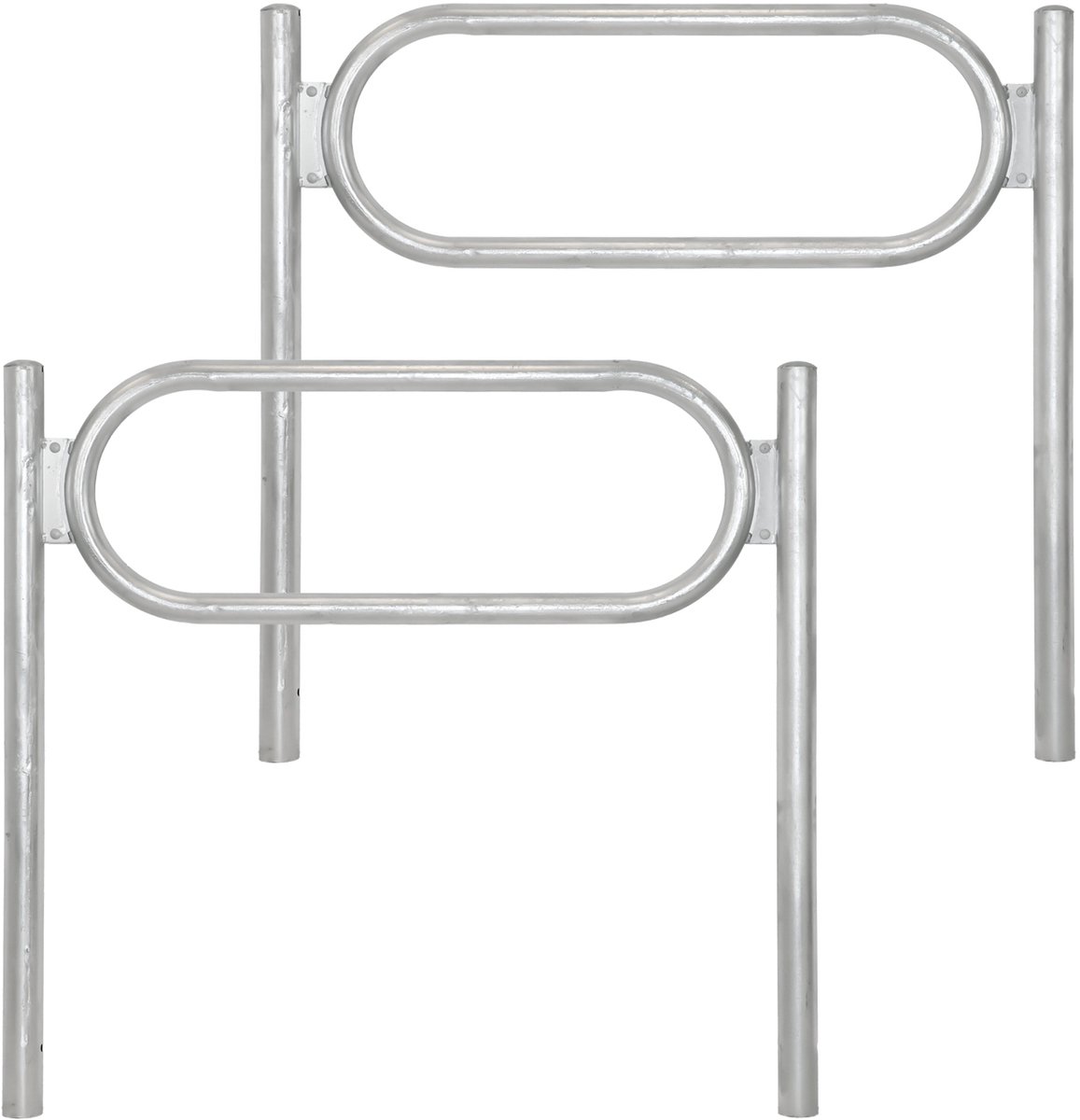2x Fietsenrek 115 x 124 cm thermisch verzinkt staal Ø 60 mm beton in fietsstandaard type O