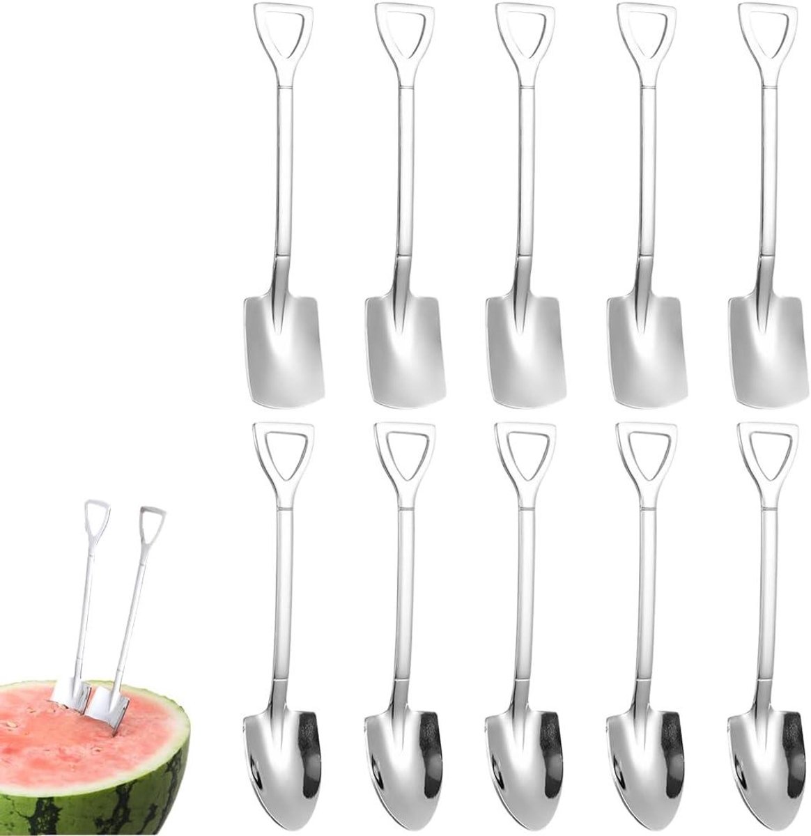 Roestvrijstalen theelepels set van 10 stuks voor melk, koffie, ijs en desserts