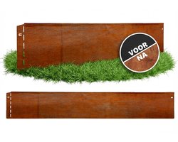GartenAZ Borderrand - Gazonkant van Cortenstaal - Flexibele Montage - Bruin - 100 cm x 13 cm (45 stuks)