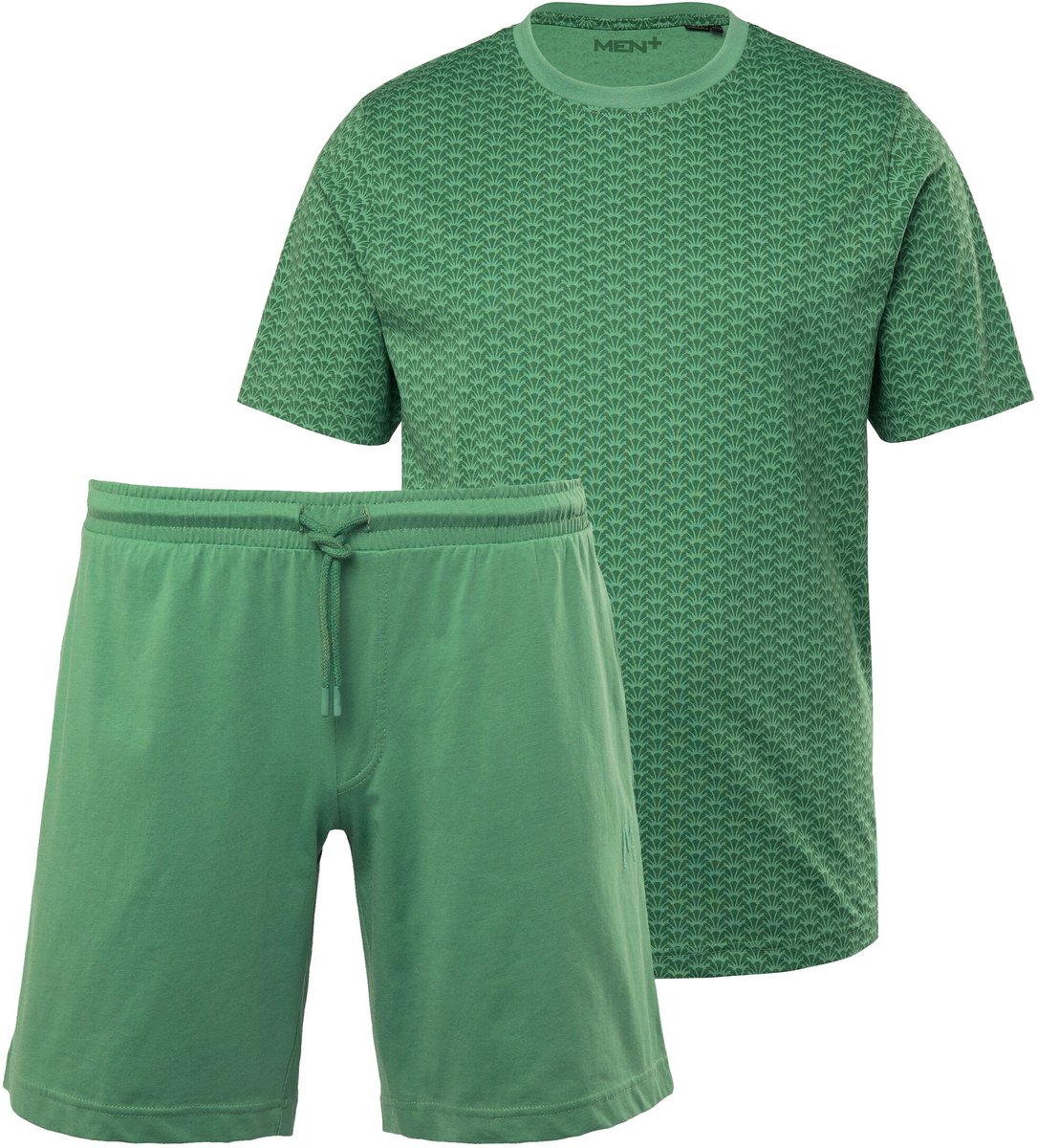Men Plus - Heren - Pyjama T-shirt met print korte broek - Groen - Maat XL