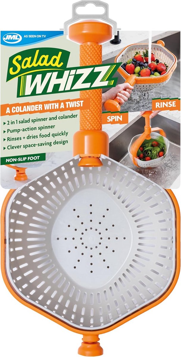 Saladrummel & Zeef Roterend – Snel Groenten en Fruit Drogen – 2-in-1 Keukenhulp