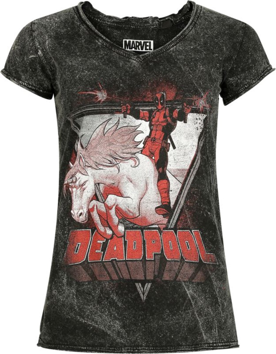 Deadpool Deadpool - Unicorn Dames T-shirt - donkergrijs - S