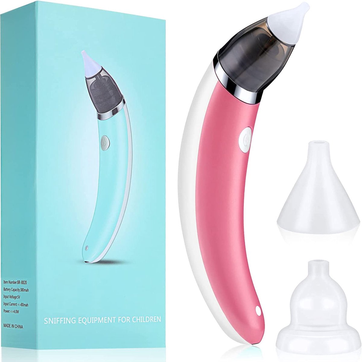 Neusaspirator - elektrische neusreiniger - baby neuszuiger - oplaadbaar - draagbaar - zacht siliconen opzetstuk - roze