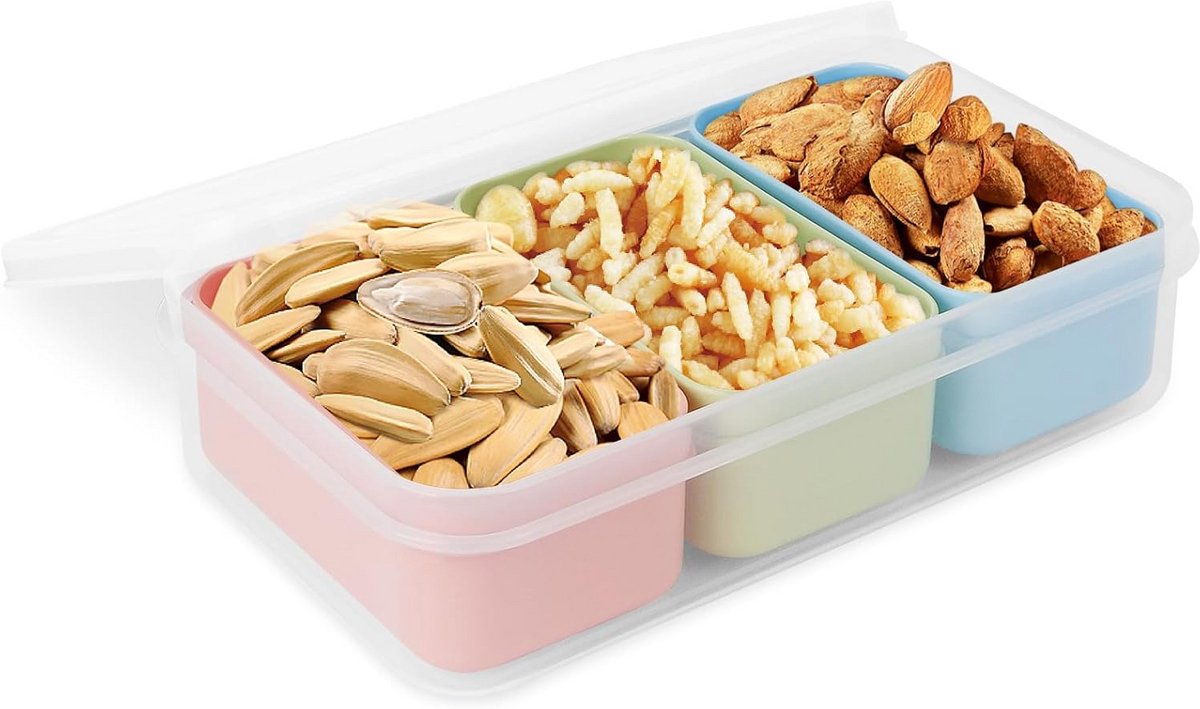 Set van 4 Kleine Snackbakjes met 3 Uitneembare Compartimenten