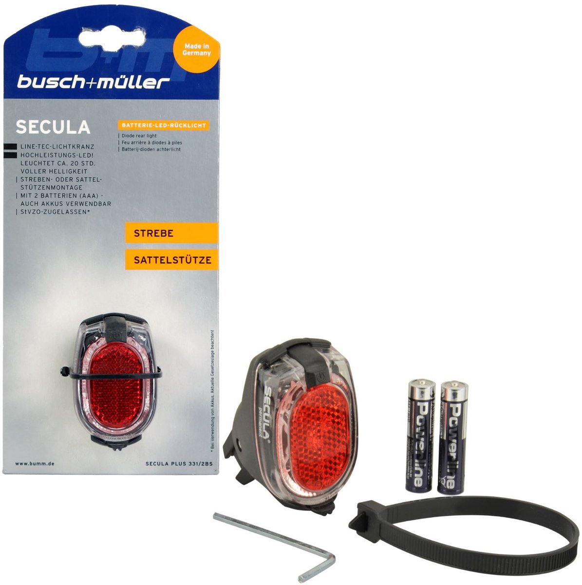 Busch + Müller Secula Fiets LED Achterlicht LineTec – Achterverlichting StVZO Goedkeuring