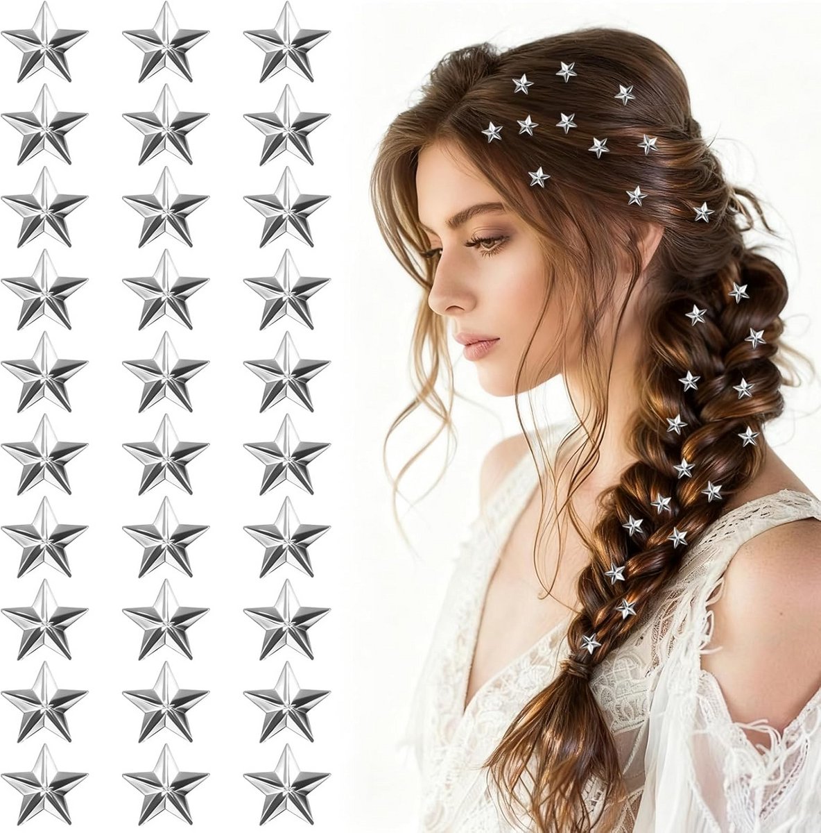 30-Delige Set Mini Haarclips Stervormig met Glitters voor Kinderen en Vrouwen