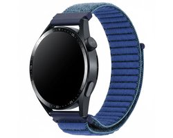 Nylon bandje - geschikt voor Garmin Vivoactive 4 / Venu 3 / Venu 2 / Forerunner 255 / Forerunner 265 / 570 (47mm) en Polar Vantage M / M2 / V3 / Grit X (Pro) - donkerblauw