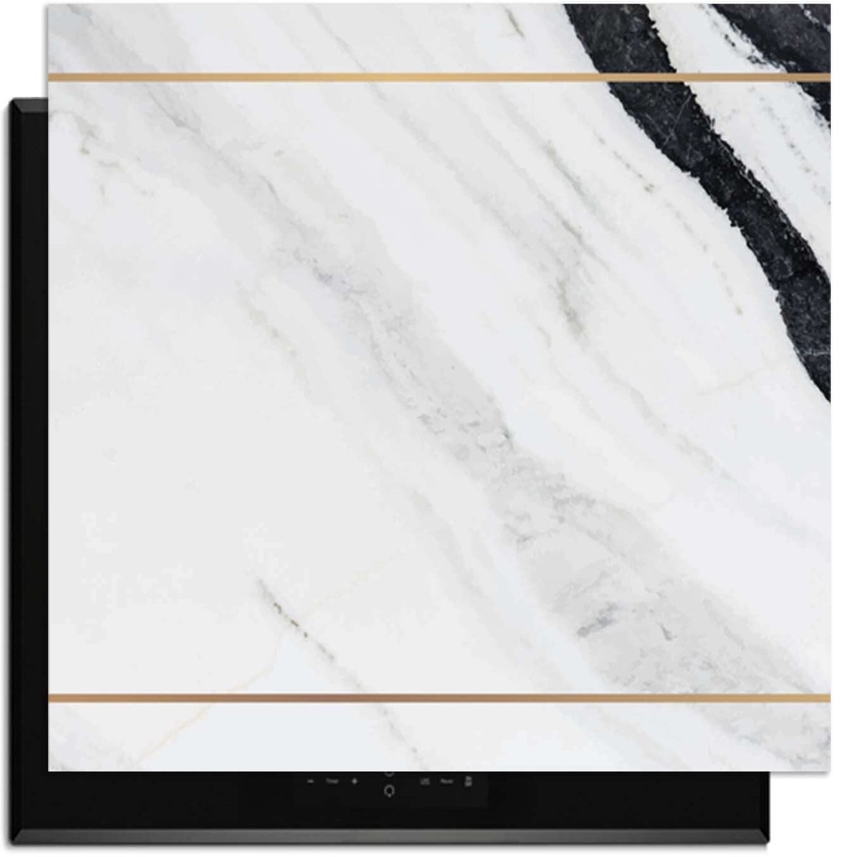 KitchenArt - Marble Modern - Inductie Beschermer - 60x52 cm - Kookplaat Beschermer - Luxe Afdekplaat Inductieplaat - Anti-slip & Oprolbaar - Beschermmat Inductiekookplaat