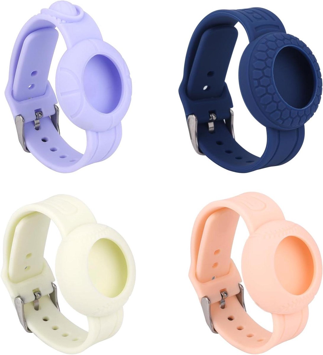 SouqOne - Waterdichte Polsbandjes - Polsbanden voor Airtag - Zachte Siliconen - Honkbal Basketbal Voetbal - Armband Houder Case Cover - Horlogeband - GPS Tracking Tagging - Geschikt voor Apple Airtag - 4 stuks