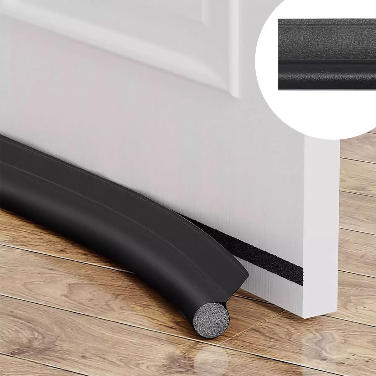 IMPERATORIS® Tochtstopper Dubbele - Tochtrol voor Onder Deur - Dubbele Isolatie - Schuifbaar - Op Maat te Knippen - Beschermt tegen Kou en Geluid - Set van 1 - Zwart - 96 cm